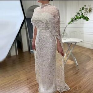 Elegant White Beaded Gown